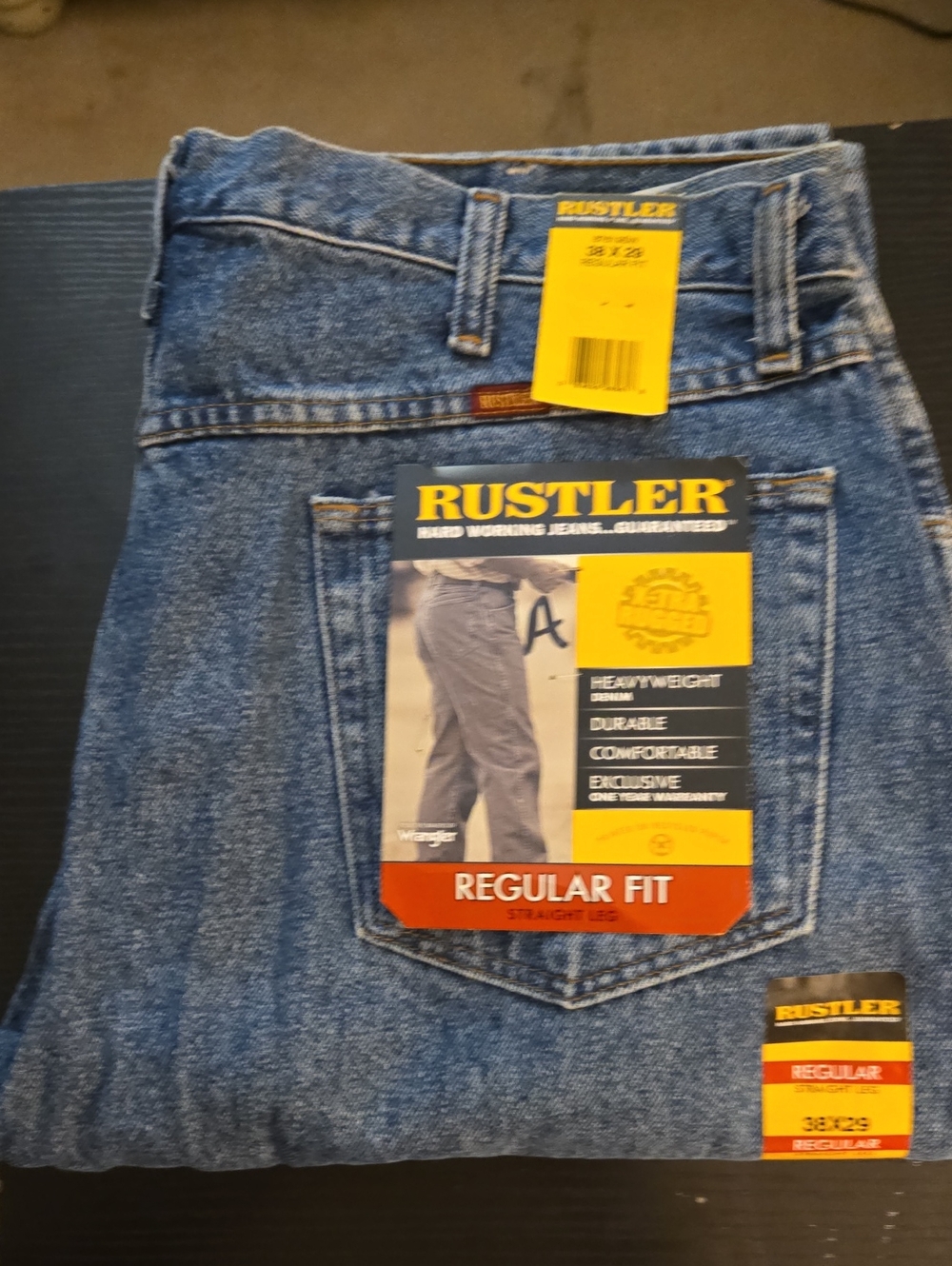 Rustler Men’s Relaxed Fit Denim Jeans in Blue